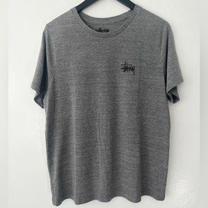 Stussy Stock Logo T-Shirt Heather Grey Script Tee